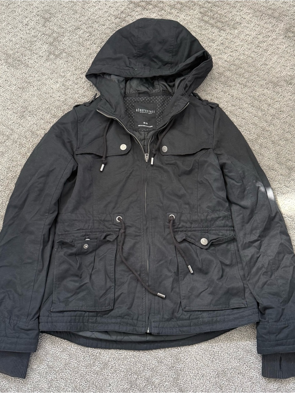 Aeropostale Men’s Black Hooded Field Jacket